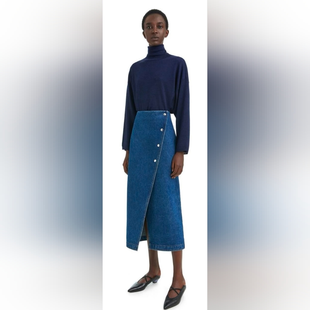 Bimba Y Lola Maxi Denim Skirt With High Leg Slit